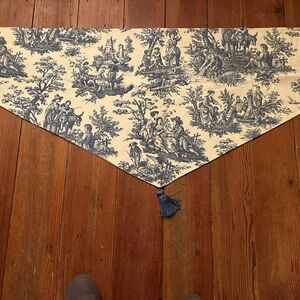Waverly Blue and Cream Toile Valance with Tassel 53 inches long